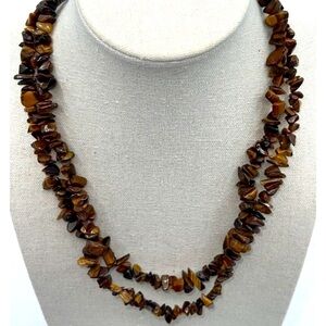 Vintage Tiger's Eye Chip Bead Necklace 34"